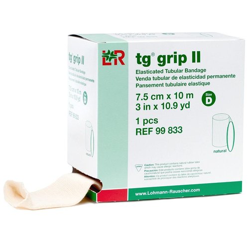 tg grip II Elasticated Tubular Compression Bandage, Seamless Tube Stockinette Wrap for Retention, Lymphedema, & Swelling, Natural, Size D