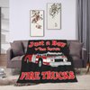 Fire Truck Blanket Soft Cozy Fire Engines Throw Blanket Gift for Boys Super Plush Warm Just a Boy Who Loves Fire Trucks Stuff Lightweight Fleece Flannel Gift Blankets for Kids Adults 50"X40"