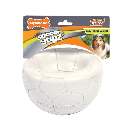Nylabone Power Play Soccer Ball Gripz Fetch Toy, Squeaky Ball Chew Toy for Dogs, Medium (1 Count)