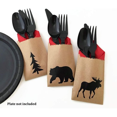 Lumberjack First Birthday Cutlery Set - 24 Ct Baby Shower Kids Party Supplies