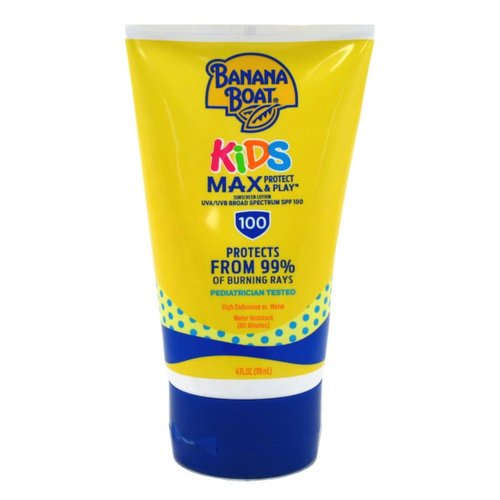 Banana Boat Kids Max Protect & Play Broad Spectrum Sunscreen SPF 100 4 oz (Pack of 6)