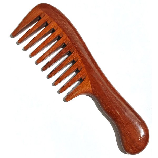 Wooden Wide Tooth Comb for Women Men, Anti-static Detangling Hair Comb for Curly Fine Straight Wet Dry Hair, Natural Sandalwood Styling Comb