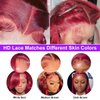 Valkous 26 Inch Red Straight Lace Front Wigs Human Hair Pre Plucked Burgundy Lace Front Wigs Human Hair Straight Wigs for Women Glueless 13x4 Lace Front Wigs Human Hair Colored 180% Density 99j Wigs