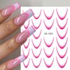 12Sheets Gradient French Line Nail Stickers, Colorful Stripes Line Transfer Decals Curved Lines Nail Art Designs Self-Adhesive Nail Tips Guides Fashion Nail Accessories Gel Polish Wraps Stencil Tools