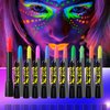 12 Colors Glow In The UV Black Light Face & Body Paint, Black Light Glow Body Paint Makeup Fluorescent Neon Face Painting Crayons Kit for Halloween Costume Holiday Masquerades Club Makeup