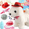 White Labrador Walking Dog Barking Dog for Child Kid Licking Puppy Talking Dog with Leash, Interactive Robot Dog Tail Wagging Singing Plush Lab Dog Stuffed Dog Pretend Dress Up Christmas Girl Boy Gift