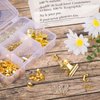 310 Pcs Gold Push Pins Set, Gold Thumb Tacks Decorative Push Pins for Cork Board with Push Pin Hook Pushpin Clip 5 Style Gold Office Accessories for Cork Board Map Office