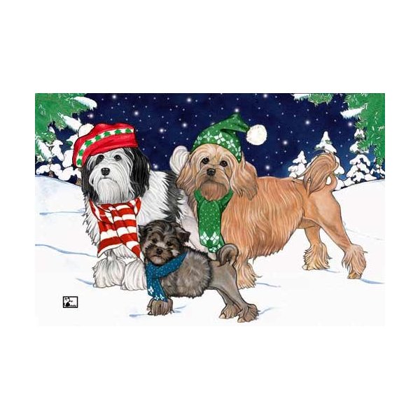 Pipsqueak Lowchen Christmas Cards : 10 Holiday Cards with Red Envelopes - ADORABLE!