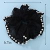 Wiwpar Boho Black Lace Hair Scrunchy Silk Chiffon Hair Band Hair Jumbo Scrunchy with Pearl Elastic Hair Tie ponytail Holder Halloween Costume Jewelry Hair Accessories for Women Girls (Black)