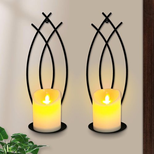 SNAIL GARDEN Wall Candle Sconces Holder Set of 2, Flame-Like Wall Decor Sconces Decorative Wall Sconces for Candles, Wall Mounted Candle Holder for Living Room Bedroom Dining Room Wall Decorations
