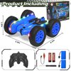 Remote Control Car,2.4Ghz RC Stunt Car with Light Strip,4WD Off Road RC Crawler,Double Sided Hand Remote Control Car 360° Rotating Recharge RC Stunt Car Toy for Boys Girls 6-14 Birthday (Blue)