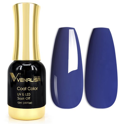 VENALISA Blue Gel Nail Polish,1Pcs Royal Blue Gel Polish Navy Dark Cobalt Purple Blue Color Nail Polish Gel High Gloss Soak Off U V Gel Nail French Nail Manicure Salon DIY