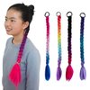 Girls Rainbow Ponytail Hair Extensions Accessories Kids Colorful Wigs Rainbow Braids Hair Extensions With Rubber Bands Rainbow Braided Ponytail Synthetic Hairpieces for Kids Crazy Hair Day Accessories