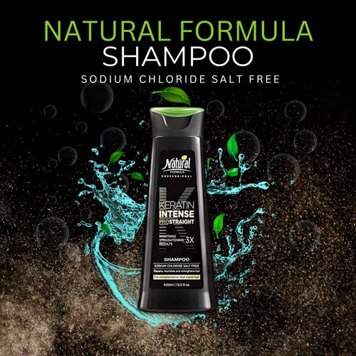 Natural Formula Intense Keratin Shampoo for Frizz-Free Straightened Hair - Retains Straightening Results 3x Longer, Sodium Chloride Free - 13.5 oz