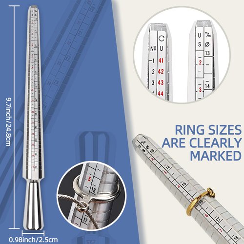 Ring Sizer Mandrel Ring Making Tool Ring Shaper Tool Fix Bent Rings Metal Size Measuring Repair Kit with Jewelry Mallet