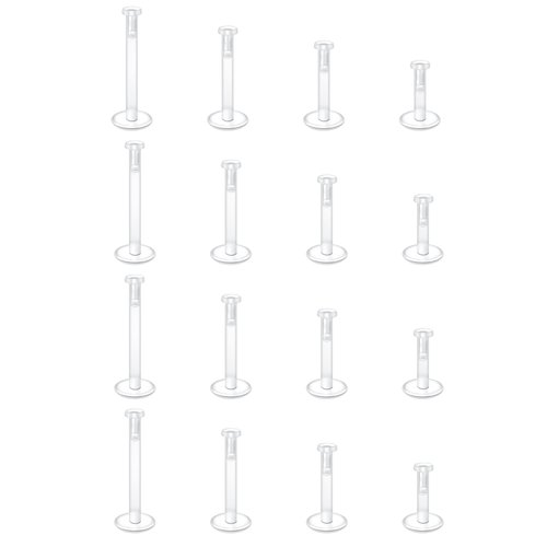 MODRSA 16g Clear Cartilage Earrings Stud Plastic Forward Helix Earring Clear Lip Rings Push on Plastic Medusa Labret Piercing Retainer Flat Labret Lip Retainers for Work Sports Surgery