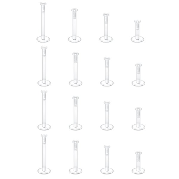 MODRSA 16g Clear Cartilage Earrings Stud Plastic Forward Helix Earring Clear Lip Rings Push on Plastic Medusa Labret Piercing Retainer Flat Labret Lip Retainers for Work Sports Surgery