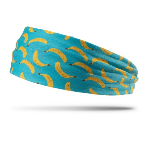 RokBAND Multi-Functional Food Themed Neck Gaiter or Headband | Banana Pattern | Blue
