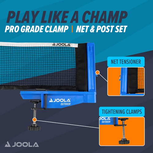 JOOLA Outdoor Weatherproof Table Tennis Net and Post Set - Waterproof 72" Regulation Size Ping Pong Screw On Clamp Net - Ideal for Indoor and Outdoor Use