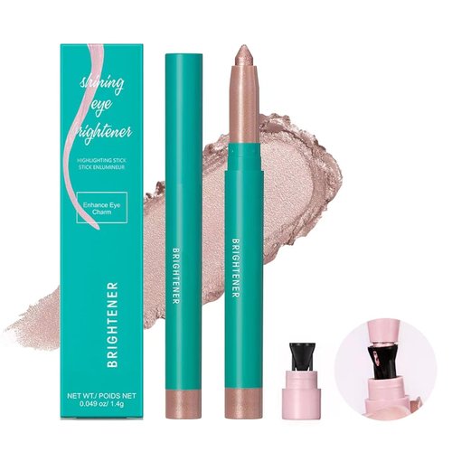 LGSZGDCN Creamy Eyeshadow Stick, Eye Brightener pen, Powder Waterproof Glitter Highlighter Eye Liner, Highlighting Stick Eye Brightener,Champagne Shimmer Long Lasting Makeup (Rose Gold Shimmer # 03)