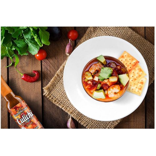 Salsa Culichi (TM) Official Seafood Hot Sauce, Made from the Famous Habanero Chili (Authentic Mexican Salsa) (3 Bottles)