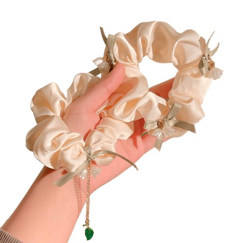 Tsekiad 3 Pack Lily of the valley design Flower Floral Hair Ties Bands Elastic Ponytail Holder Hair Tie Scrunchies for women No Damage For Woman Girls Kids Gifts