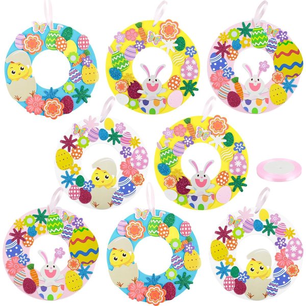 FOPINOA Foam Easter Crafts, 8 Sets Easter Craft Kits Foam Stickers Easter Foam Crafts DIY Foam Easter Stickers Arts and Crafts for Kids Holiday Activities Easter Day Party Supplies Home Decoration