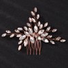 Teyglen Women Dainty Simple Full Rhinestones Rose Gold Bride Wedding Hair Comb Luxurious Hair Accessories Shiny Rhinestones Bridal Side Hair Combs for Women Bride Girls (Rose Gold)