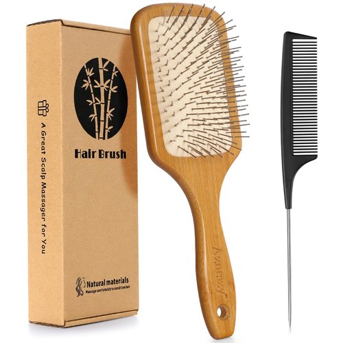 Hair Brush for Thick Curly Hair, Aznrszy Multipurpose Head Scalp Massager with Air Cusion/Stainless Steel Bristles, Men Women Brush for Scalp Stimulation/Hair Growth/Daily Hair Care (Square)