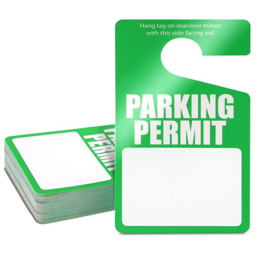 Juvale 50 Pack Green Parking Permit Hang Tags, Temporary Hanging Passes Blank Plastic Placards for Car Rear View Mirror, Bulk (3 x 5 in)