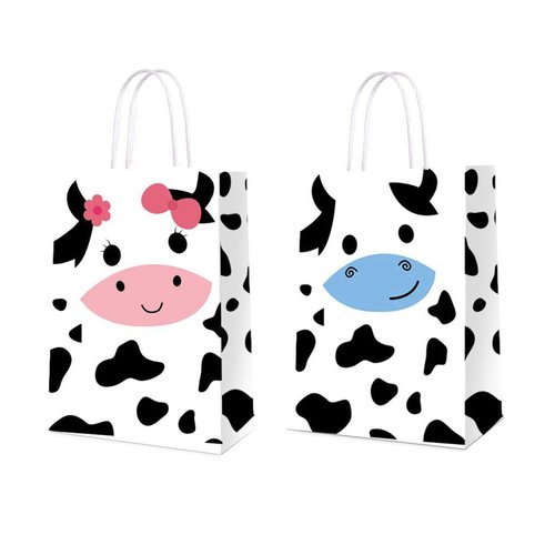 aolime 16 PCS Cow Party Bags Cow Birthday Party Bags for Kids Birthday Party Supplies Cow Party Decorations
