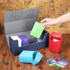 Silkfly 6 Pieces Deck Card Storage Box, 1 Leather Deck Case with 5 Plastic Decks Card Boxes Playing Deck Cards Box Compatible with MTG TCG Commander Card (Blue and Gray)
