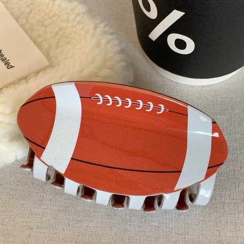 2Pcs Orange Football Hair Claws Clips for Women, American Football Claw Clip for Thin Medium Hair, Rugby Non-Slip Hair Jaw Clip Strong Hold Game Day Hair Accessories, Hair Claws