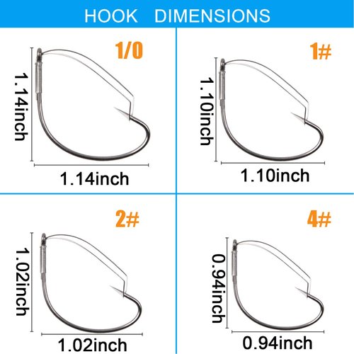 Wacky Weedless Hooks Bass Fishing Hooks Weedless Worm Hooks Wide Gap Wacky Worm Fishing Hook for Wacky Rig Worm Lures Freshwater Saltwater
