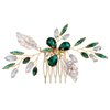 Green Wedding Hair Pieces for Brides Hair Comb for Bride Crystal Bridal Hair Side Comb Rhinestone Hair Accessories for Prom Party (Green-A)