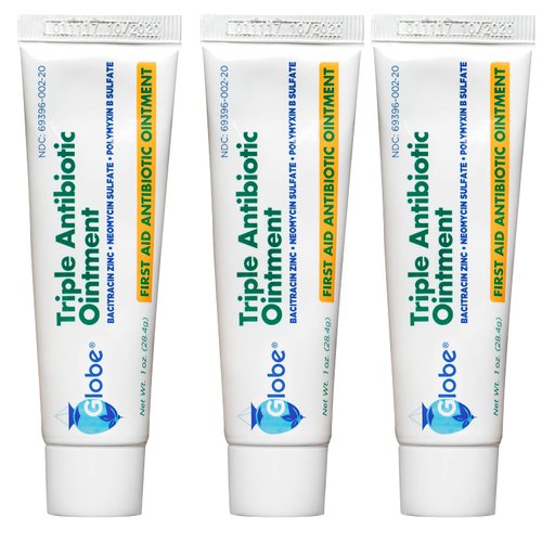 Globe (3 Pack) 1oz Triple Antibiotic Ointment, First Aid Ointment for Minor Scratches and Wounds and Prevents Infection, Compare to The Active Ingredients of Leading Brand