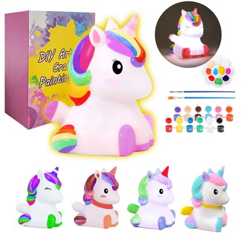 GODLIY Paint Your Own Unicorn Night Light Art Kit,Arts and Crafts for Kids Ages 4-8,Unicorn Toys for Girls Painting Kit Unicorn Gifts for Kids 4 5 6 7 8 9 10 11 12+