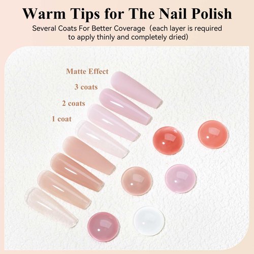 Bevimee Vegan Nail Polish Set: 6 Colors Regular Nail Polish Quick Dry, White Nude Sheer Pink Natural Nail Lacquer Non Gel Air Fast Drying Finger Nail Polish Bulk Low-Odor DIY Salon Gift For Women