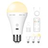 E26 Rechargeable Light Bulbs with Remote Control, 2600mAh Battery Operated Light Bulb with Hook, 3000K-6500K，40W Equivalent, 3 Timer, for Sconces Lamps Without Power, Camping, Emergency 1 Pack
