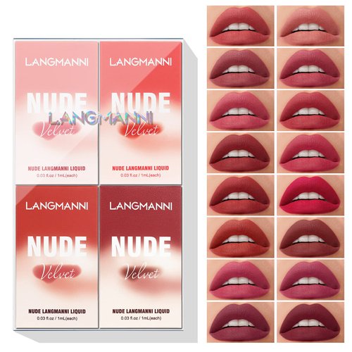 Civlann Matte Lip Gloss, 16 Colors Lift Lip Glosses, Velvet Matte Lip Glaze Sexy Red Lipstick - WaterProof No Dry Long Lasting Full Cover High Pigmented Lipstick- Pefect Makeup Gift for Women - C