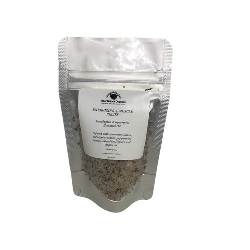 BearNaturalOrganics Himalayan Salt Soak With Eucalyptus and Spearmint For Energizing Muscle Relief Great Gift 8 Once Packets
