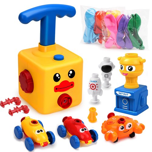 FUNWISH Balloon Launcher Car Toy Set,Balloon Powered Car for Kids Boys Girls 3+ and Classroom,Party Supplies Balloon Pump,Balloon Power Car (Duck)