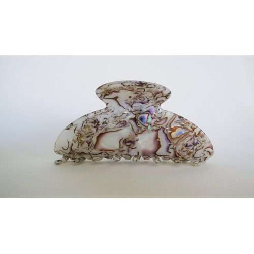 Generic Long gray abalone sea shell effect hair claw clip, Grey