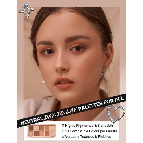 Peach C [K Beauty] Seasonal Blending Eyeshadow Palette | 10 Stunning Shades of Brown Glitter, Shimmer & Matte Eye Shadow Palette Makeup (Nutty Milk)