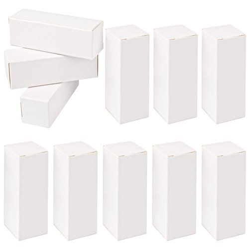 AUEAR, 50 Pack White Kraft Paper Lipstick Boxes Empty Lip Gross Box 3.35"x1.1"x1.1" Rectangle Lip Balm Boxes Perfume Essence Oil Packaging Cases for DIY Lip Gloss Gift Packing