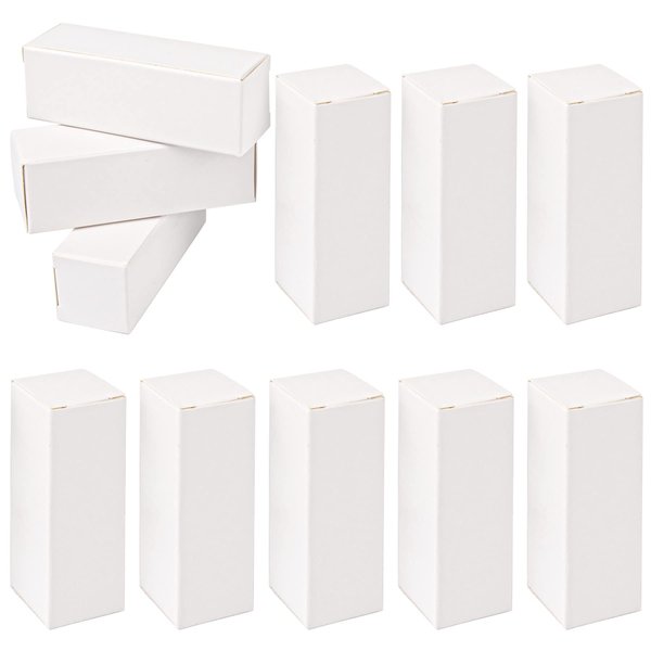 AUEAR, 50 Pack White Kraft Paper Lipstick Boxes Empty Lip Gross Box 3.35"x1.1"x1.1" Rectangle Lip Balm Boxes Perfume Essence Oil Packaging Cases for DIY Lip Gloss Gift Packing