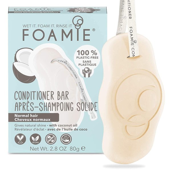 Foamie Conditioner bar Shake Your Coconut, Hair Conditioner Bar for Damaged Hair with All-Natural Eco-Friendly Ingredients, Plastic Free, Cruelty Free, Vegan Conditioner Bar for All Hair Types