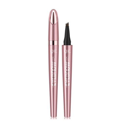 Microblading Eyebrow Pen,3D Waterproof Magic Eyebrow Pencil with 4 Fork Tip,Waterproof and Long-Lasting Natural Makeup Eyebrow Pencil (Brown)