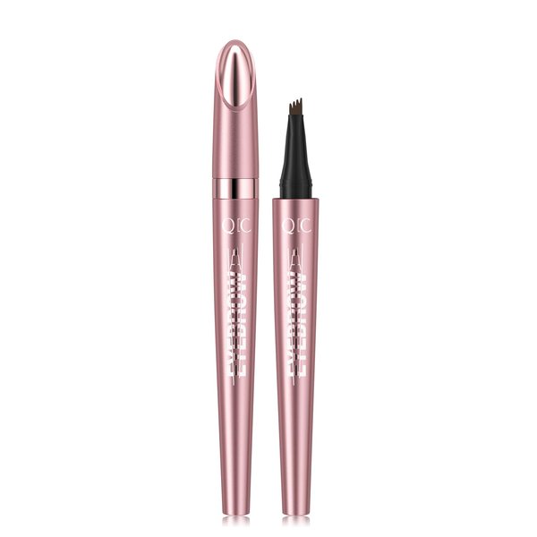 Microblading Eyebrow Pen,3D Waterproof Magic Eyebrow Pencil with 4 Fork Tip,Waterproof and Long-Lasting Natural Makeup Eyebrow Pencil (Brown)