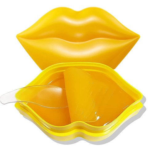 20Pcs Moisturizing Lip Mask, Restores Moisture Lip Care Mask for Dry Lips and Lip Lines Lips Overnight Lip Care, Gel Treatment Lip Masks Plumping ​Lips Mask (Yellow)